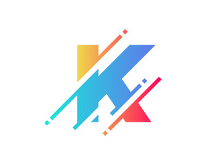 Digital Letter K Pixel Icon Logo Design Element