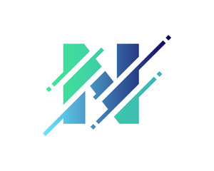 Digital Letter N Pixel Icon Logo Design Element