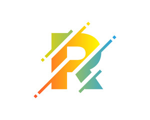 Digital Letter R Pixel Icon Logo Design Element