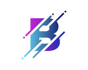 Digital Letter B Pixel Icon Logo Design Element