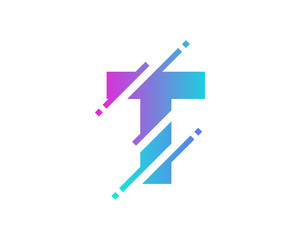 Digital Letter T Pixel Icon Logo Design Element - obrazy, fototapety, plakaty