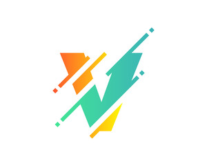 Digital Letter V Pixel Icon Logo Design Element