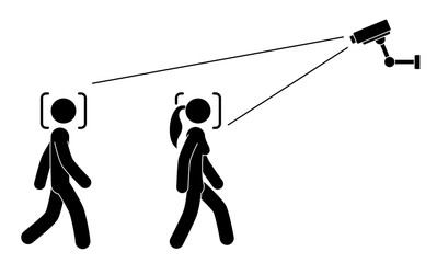 Biometrical identification of criminal bandit terrorist element. Security facial recognition system concept. Face recognition. Vector illustration