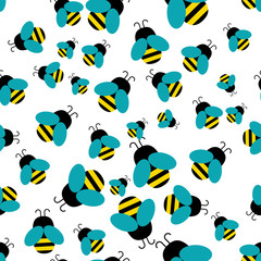 Obraz premium Bee seamless pattern.Honey flying bee
