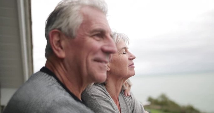 Senior couple enjoying sea view