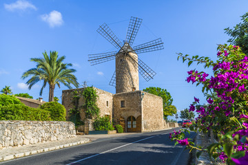 Medieval windmill in Palma Mallorca, Balearic island, Spain © Balate Dorin