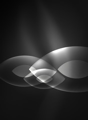 Glowing modern geometric shapes in dark space
