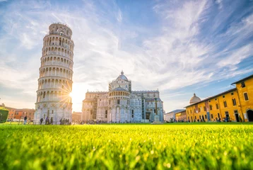 Fotobehang De scheve toren Kathedraal van Pisa en de scheve toren