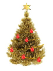 3d golden Christmas tree