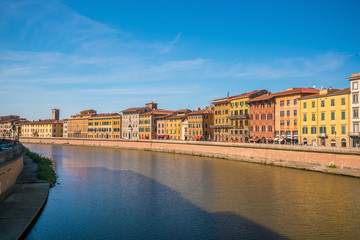 Fototapeta na wymiar Pisa city skyline and Arno river