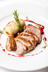 duck breast with sauce
