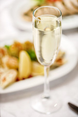 champagne glass on the Christmas table