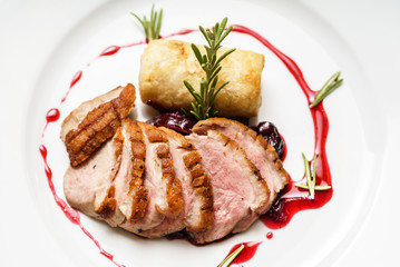 duck breast with sauce