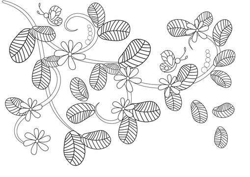 floral pattern with butterflies for your coloring book