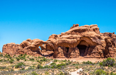 Double arch. Natural stone arch in Arches National Park, Utah, USA
