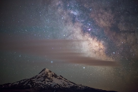 Mt. Hood And The Milky Way At Night