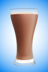 Chocolate milk on blue background