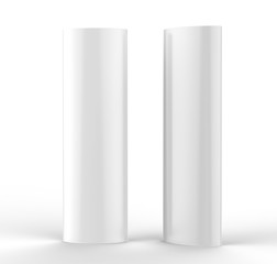 Curved totem poster light advertising display stand. 3d render illustration.