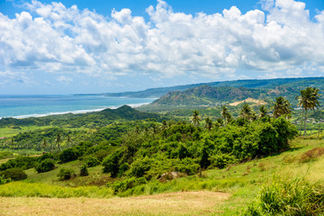 Naklejka premium View from Cherry Tree Hill to tropical coast of caribbean island Barbados