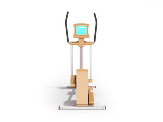 Exercise bike for home workouts orange behind 3d rendering on white background