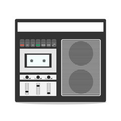 Fototapeta premium Retro tape recorder. Cassette tape recorder with shadow.