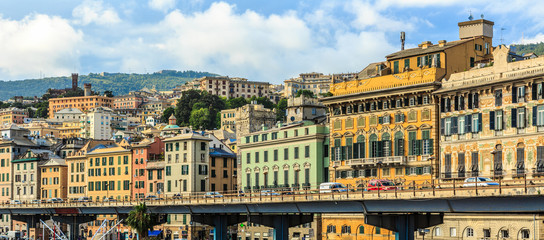Genoa old city view from the seaside