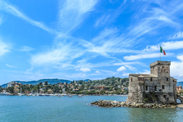 Fototapeta na wymiar Italian old town Rapallo castle view