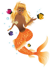 Obraz na płótnie Canvas Gold Fish Tail Mermaid