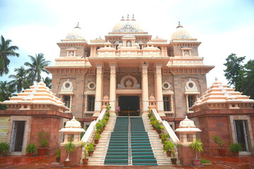 Ramakrishna Math Shrine in Chennai City, India. Temple structure dedicated to Saint Ramakrishna. - obrazy, fototapety, plakaty