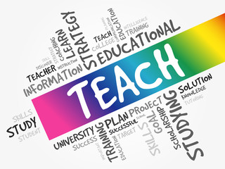 TEACH word cloud collage, education concept background