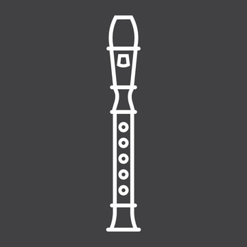 Wood flute line icon, music and instrument, sound sign vector graphics, a linear pattern on a black background, eps 10.