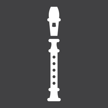 Wood flute glyph icon, music and instrument, sound sign vector graphics, a solid pattern on a black background, eps 10.