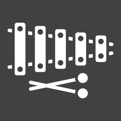 Xylophone glyph icon, music and instrument, sound sign vector graphics, a solid pattern on a black background, eps 10.