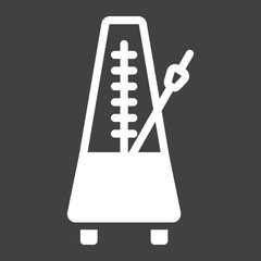 Metronome glyph icon, music and instrument, tempo sign vector graphics, a solid pattern on a black background, eps 10.