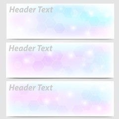 Vector set of abstract pink and blue pastel geometric header banners
