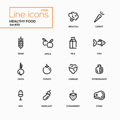 Healthy food - line design icons set.