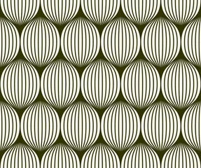 Fototapeten Abstrakte Sphären nahtlos 3d wie Textur. Überlappende Kreise, Bällebad nahtloses Muster. Vektorillustration für geometrisches Design, Hintergrund, Tapete oder Textilzwecke. © pgmart