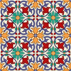 Cercles muraux Tuiles marocaines Superbe motif harmonieux blanc coloré marocain, carreaux portugais, Azulejo, ornements. Peut être utilisé pour le papier peint, les remplissages de motifs, l& 39 arrière-plan de la page Web, les textures de surface.