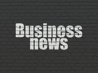 News concept: Painted white text Business News on Black Brick wall background