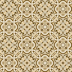 Gorgeous seamless pattern white sepia Moroccan, Portuguese tiles, Azulejo, ornaments. Can be used for wallpaper, pattern fills, web page background,surface textures.