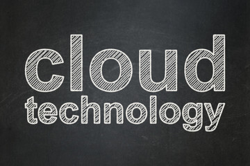 Fototapeta na wymiar Cloud networking concept: text Cloud Technology on Black chalkboard background