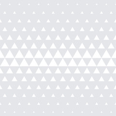 Triangle geometric pattern background. Vector seamless abstract white halftone minimal gradient with simple trendy graphic texture for interior decor wall panel or tile texture design
