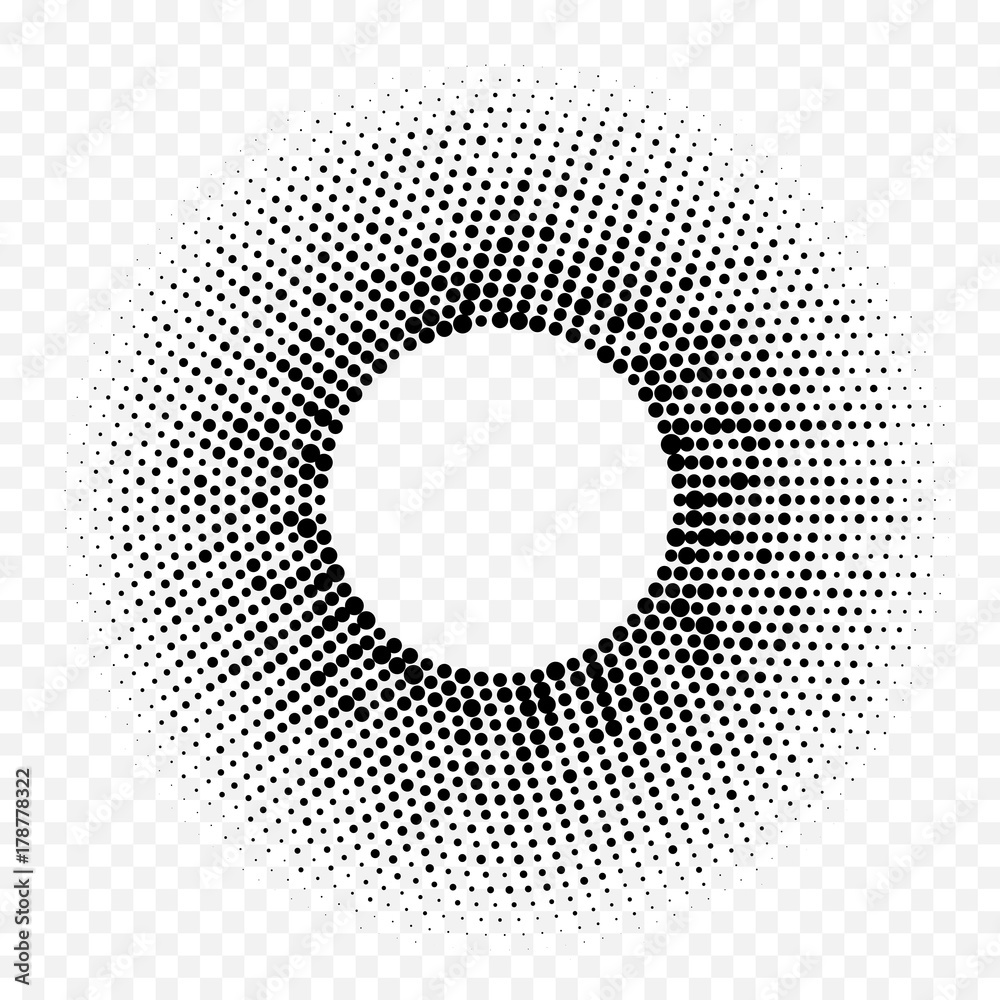 Aufkleber Halftone circle geometric radial dot pattern. Vector abstract background of white black halftone mosaic circle. Minimal gradient design of simple trendy graphic texture for technology background