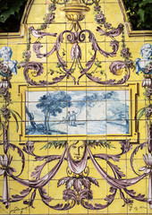  Traditional ceramic tiles in  Funchal on Madeira depicting local life.