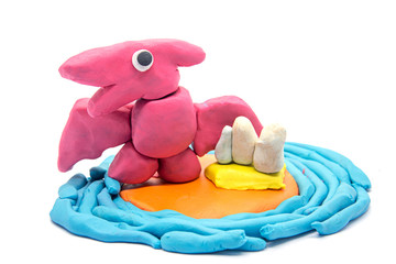 Play dough Pteranodon on white background © Noey smiley