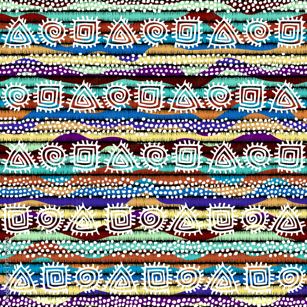 Poster ethnic boho seamless pattern in african style on colorful gradient background. tribal art print. irr
