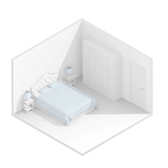 3d isometric rendering bedroom