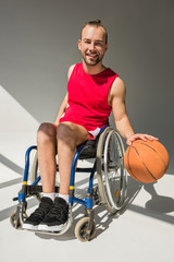 Fototapeta premium Disabled sportsman playing basketball