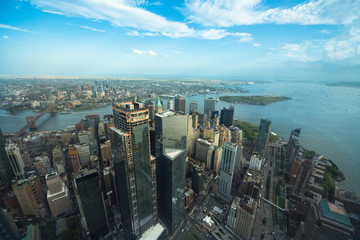 New york business center downtown skyscraper building view