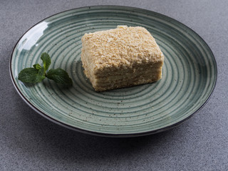 Napoleon cake on plate